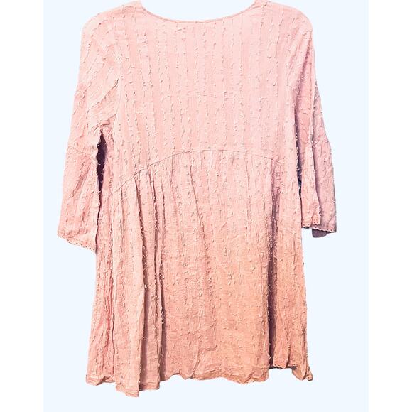 PAISLEY VINE BELL SLV RND NECK MIDI FIT & FLAIR WAIST DRESS, WOMENS-L-SOFT PINK - Picture 5 of 12